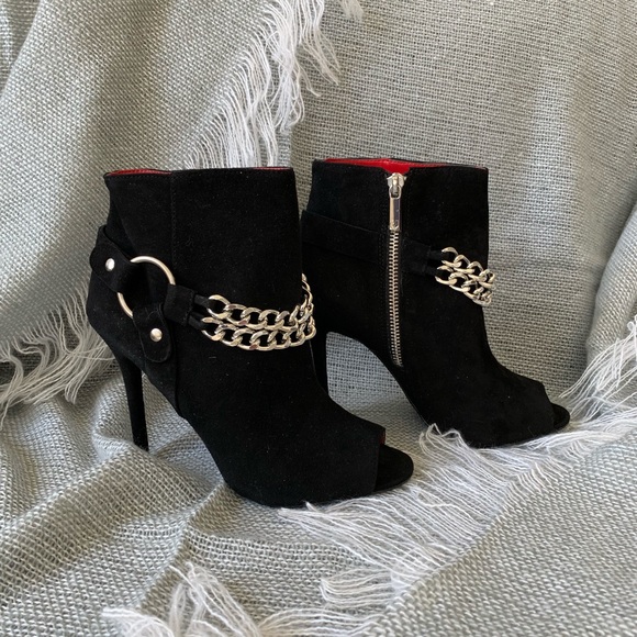 Charles Jourdan Shoes - Charles Jourdan Paris Cary Chain Peeptoe Booties